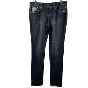 Earl Jeans Embellished Dark Washed Blue Denim Jeans Juniors Size 11 NWOT